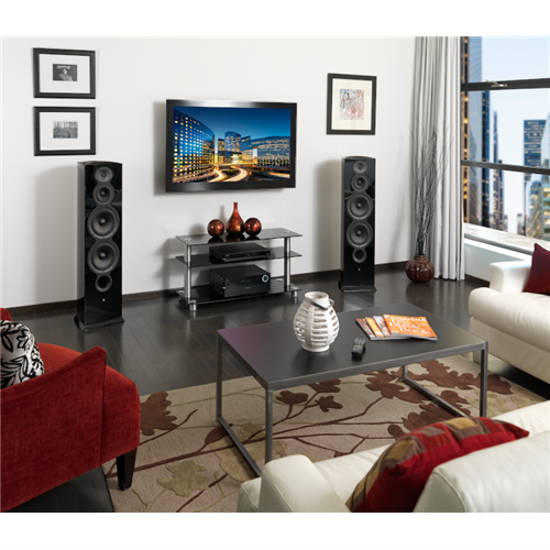 Revel F208 Black Stereo AV without Grilles wide shot